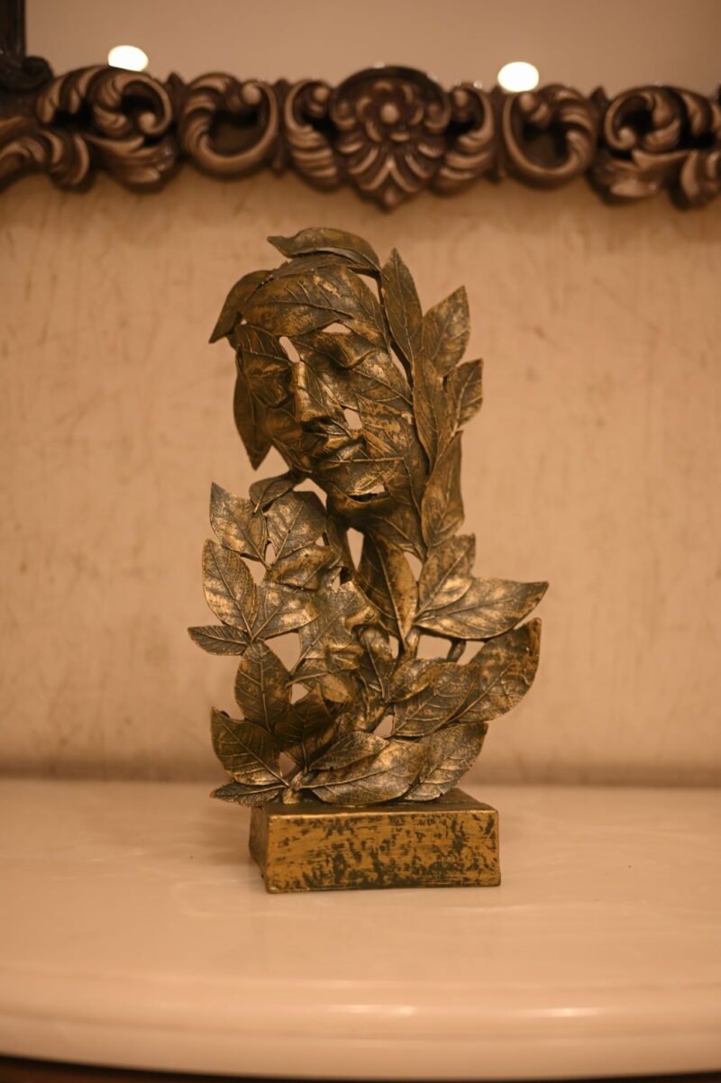 Abstract Couple Leaf Sculpture | Modern Art Decor - Resin – 8L x 3W x 12H Inches