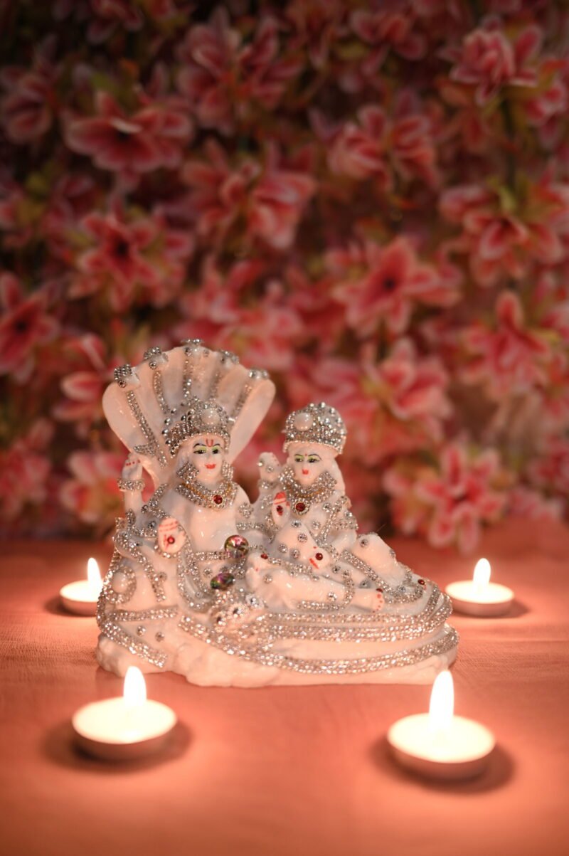 Lord Vishnu & Goddess Lakshmi Idol | Sheshnag Design | L7 x W3.5 x H6.25 inch