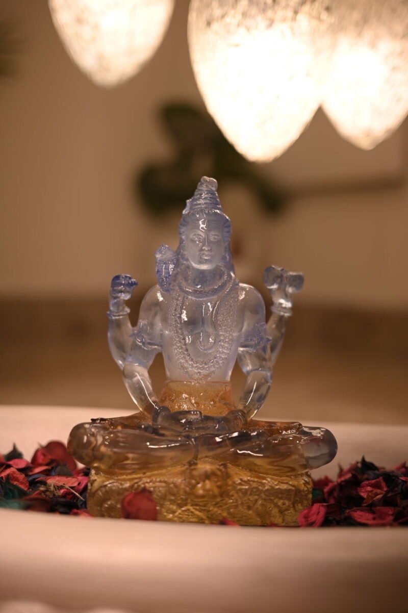 Lord Shiva Crystal Idol | Transparent Resin – 10L x 5.8W x 15H Inches