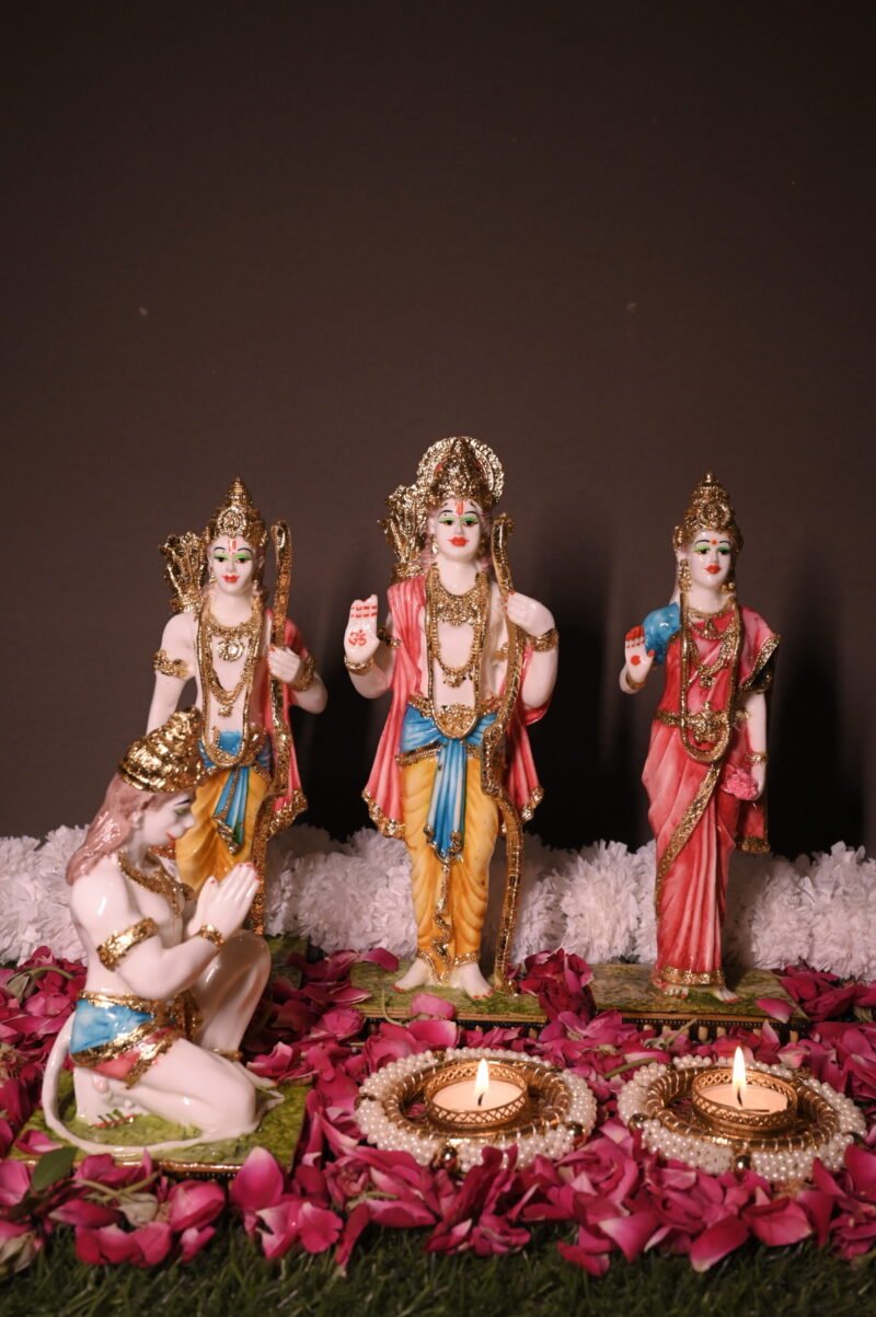 Ram Darbar Idol Set | Handcrafted Resin – 8.9L x 5.3W x 13.2H Inches