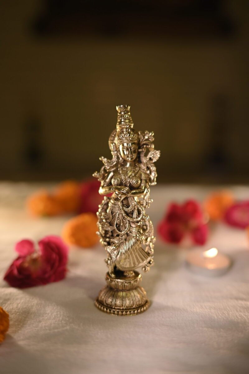 Radha Ji Idol | Antique Brass Finish – 1.5L x 2.25W x 6H Inches