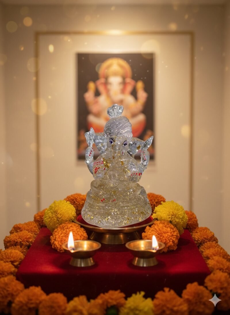 Crystal Lord Ganesha Idol | Resin – 4L x 3W x 6H Inches