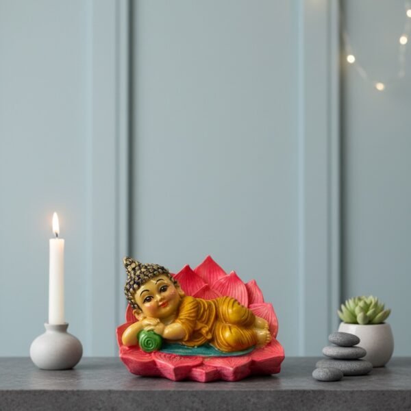 Baby Buddha on Lotus | Resin – 2.5L x 3W x 3.5H Inches