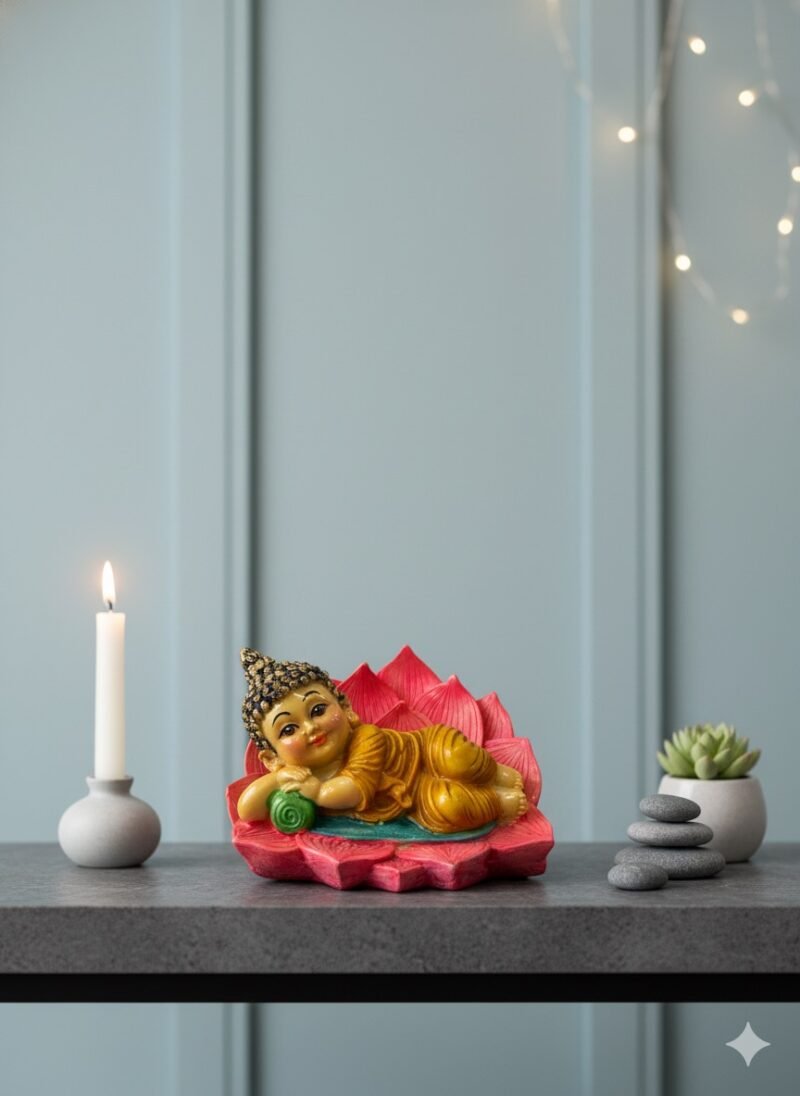 Baby Buddha on Lotus | Resin – 2.5L x 3W x 3.5H Inches