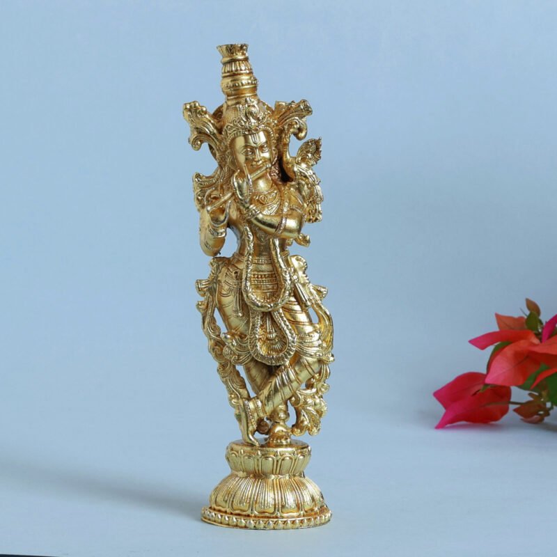 Shri Krishna Ji Idol | Antique Brass Finish – 1.5L x 2.25W x 6H Inches
