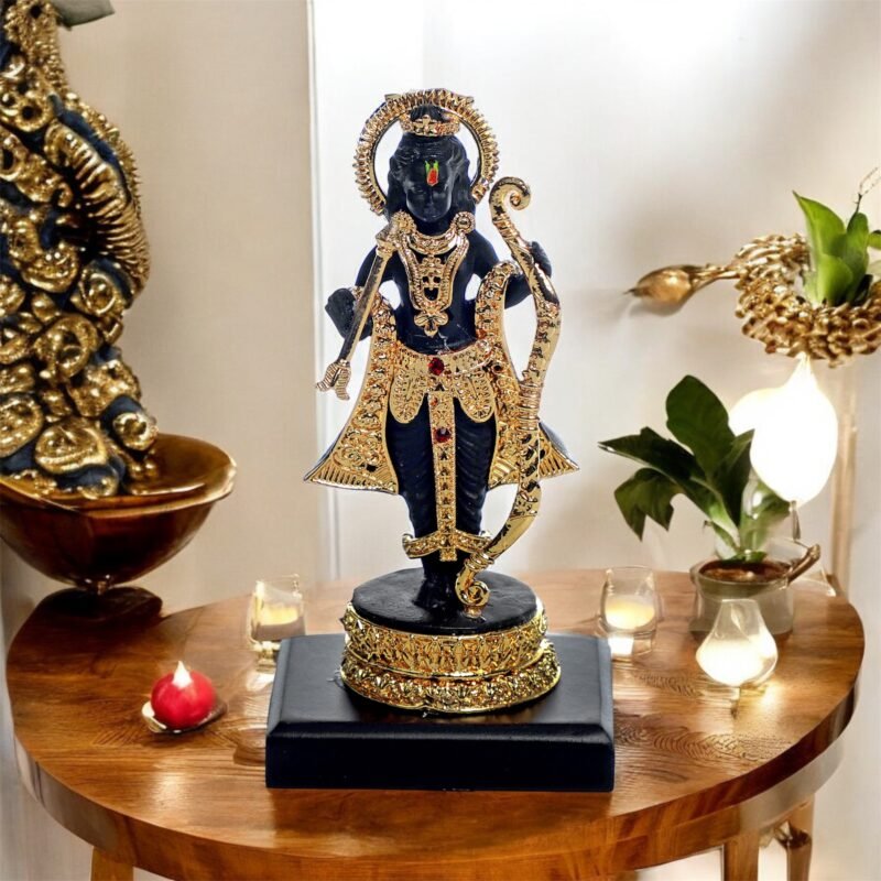 Lord Ram Idol | Resin – Black & Golden Finish – 4L x 3W x 12H cm