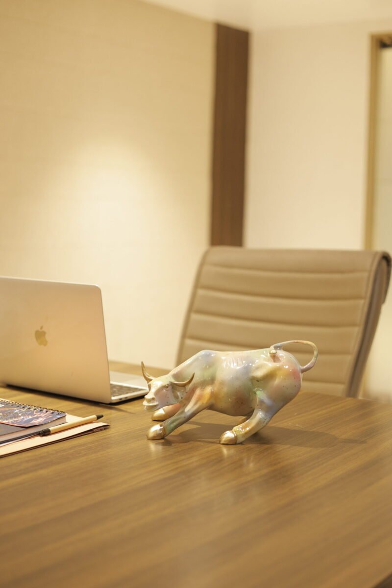 Bull Figurine | Resin – Multicolour Metallic Finish – 11.5L x 6W x 6H Inches