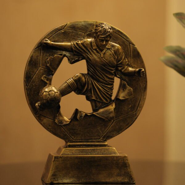Victory Striker Football Sculpture | Antique Bronze Finish | H22 × W6 × L17 cm