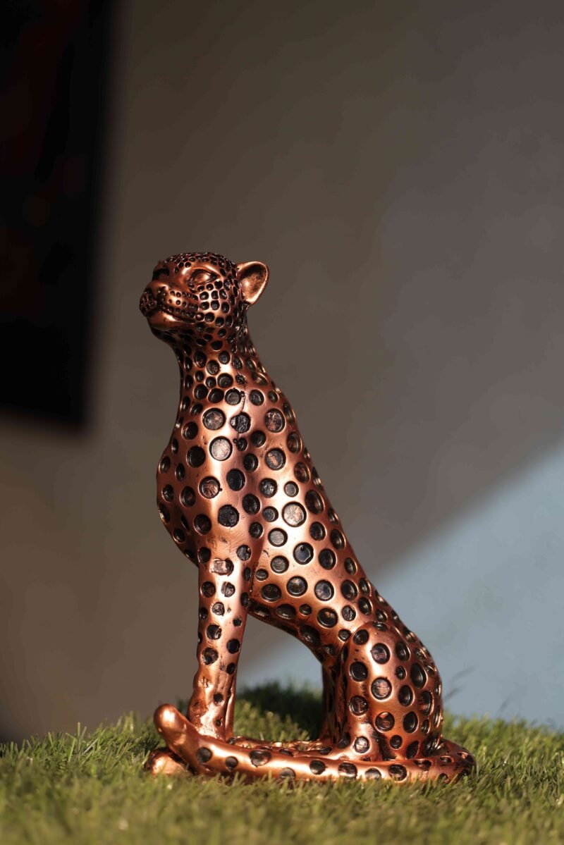 Leopard Accent Figurine | Antique Bronze Finish | H26 × W16.5 × D8.5 cm