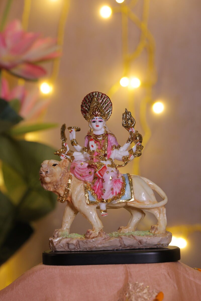 Maa Durga| Pink & White Finish | L17 × W6 × H20 cm