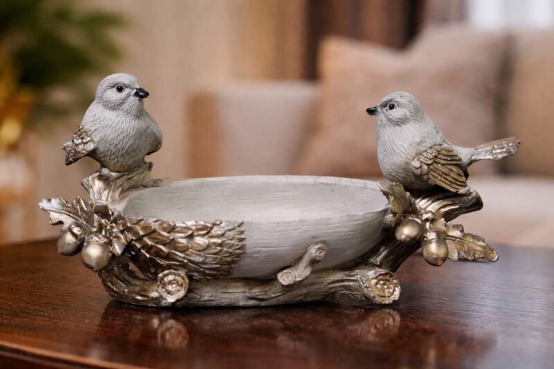 Elegant Twin Bird Decorative Bowl | Nature-Inspired Centerpiece | 28 × 15 × 12 cm