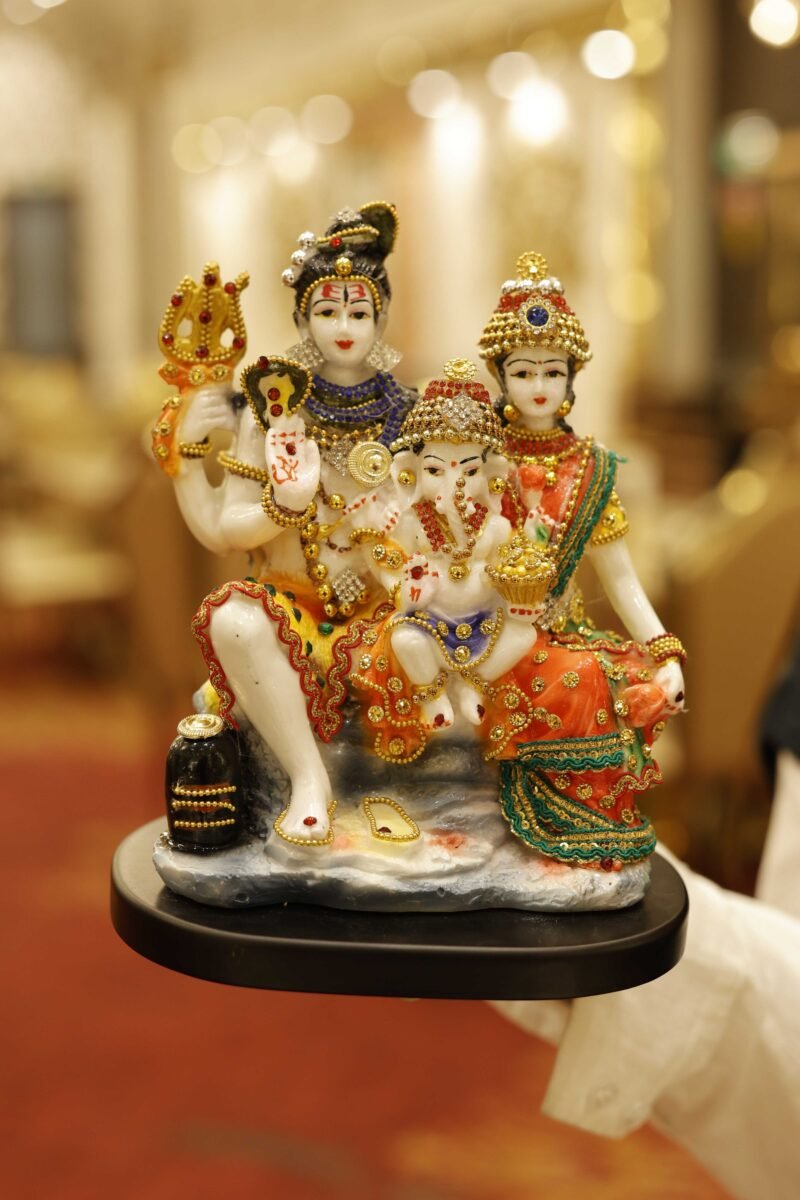 Shiv Parivar Idol | Hand-Painted Traditional Finish | 17 × 12.5 × 21 cm