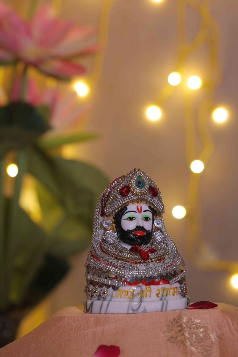 Shri Khatu Shyam Idol | Jeweled Crown Finish | 11 × 8.5 × 14.5 cm