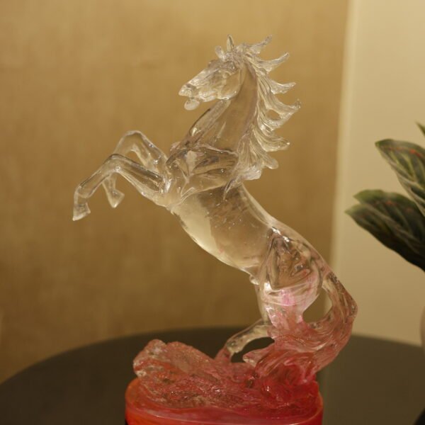 Crystal Finish Rising Horse Figurine | Crystal Resin | L16 × W10 × H31 cm