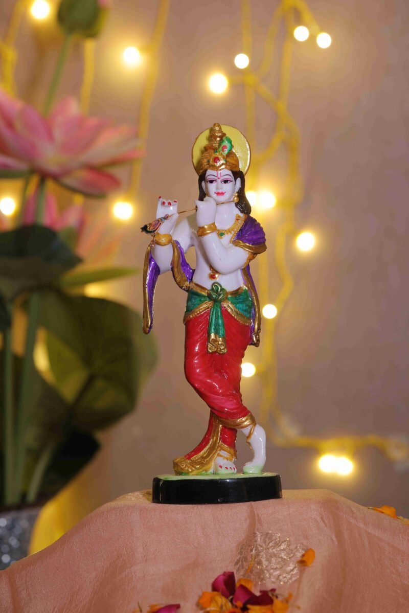 Lord Krishna Idol | Hand-Painted Finish | H28 × W10 × D8 cm