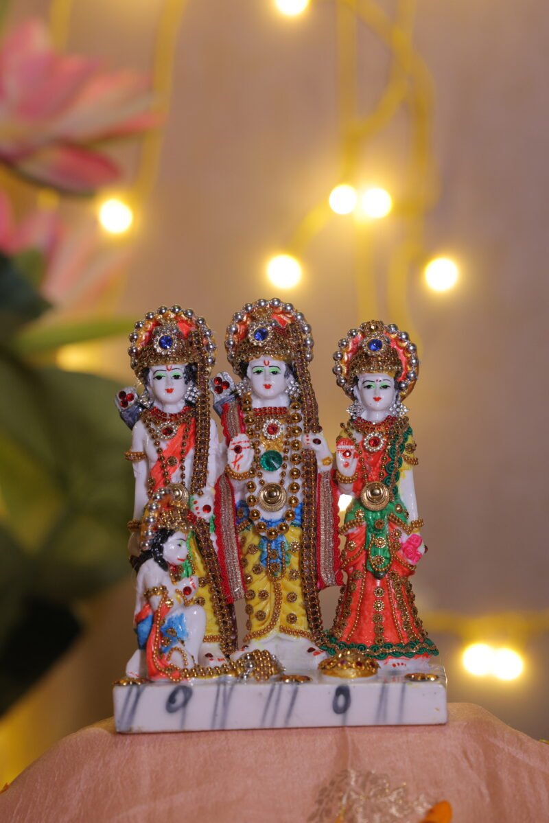 Ram Darbar Idol with Hanuman | Resin  | L14 × W8 × H18.5 cm