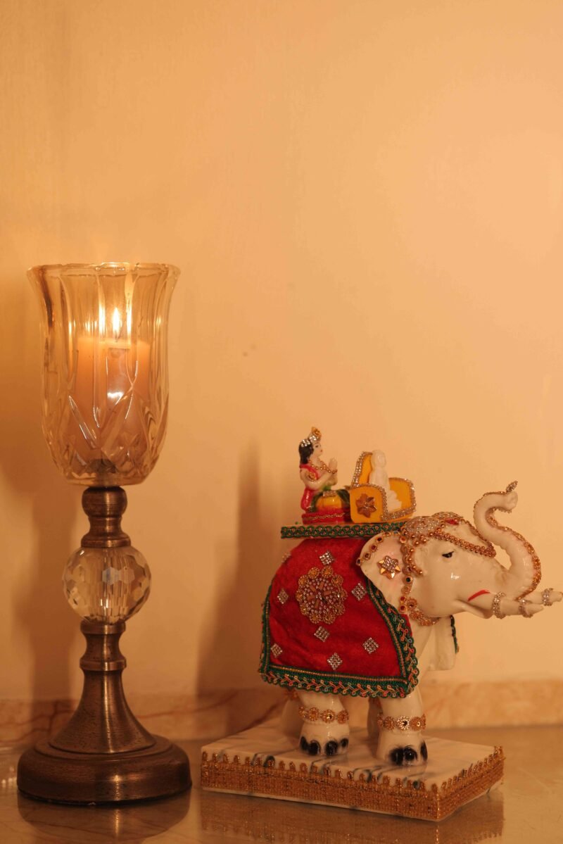 Lord Mahavir Idol on Elephant | Hand-Painted Finish | H25 × W18 × D10 cm